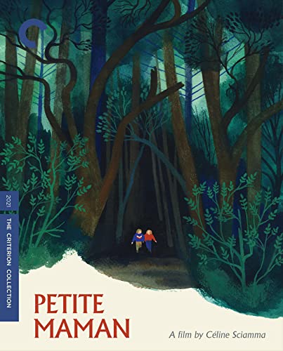 Petite Maman" Blu-ray cover: two children walk down a path in a forest.
