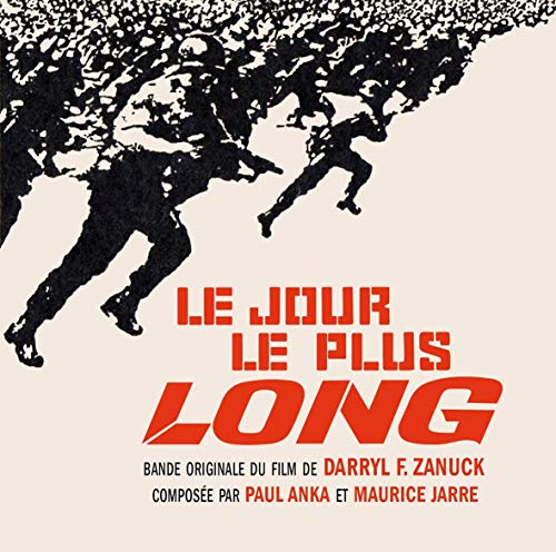 Silhouettes of soldiers running, with red text reading "Le Jour Le Plus Long.