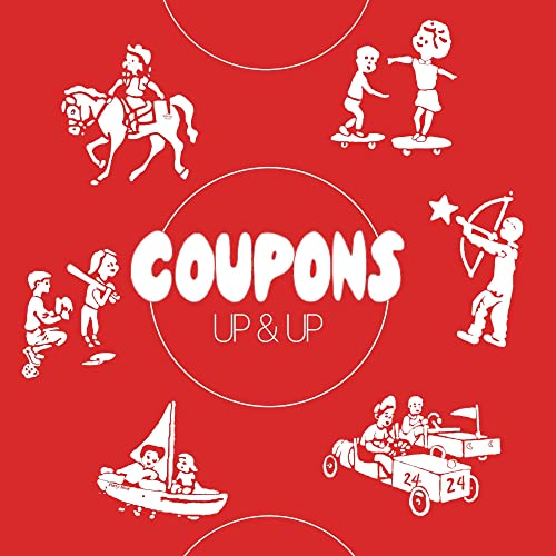Red album cover with white illustrations of children playing various sports.