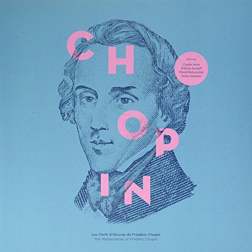 Blue vinyl cover featuring a portrait of Frédéric Chopin with pink text overlay.