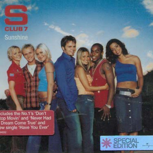 S Club 7 album cover, “Sunshine”, featuring the band posing outdoors.