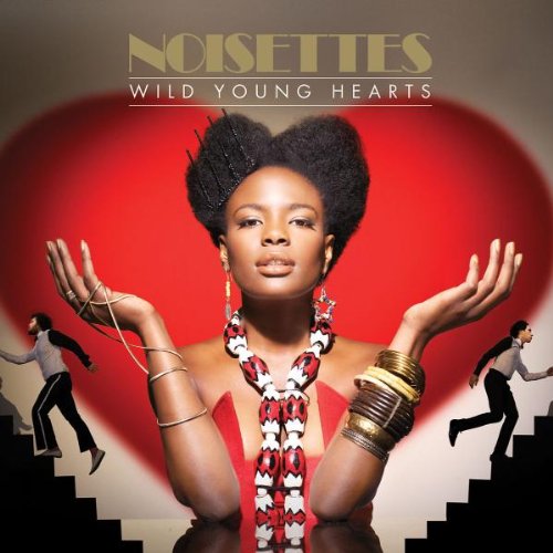 CD cover: Woman with afro, red heart, and figures on stairs.