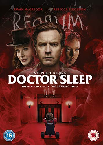 DVD cover for "Doctor Sleep" featuring Ewan McGregor and a haunted house.