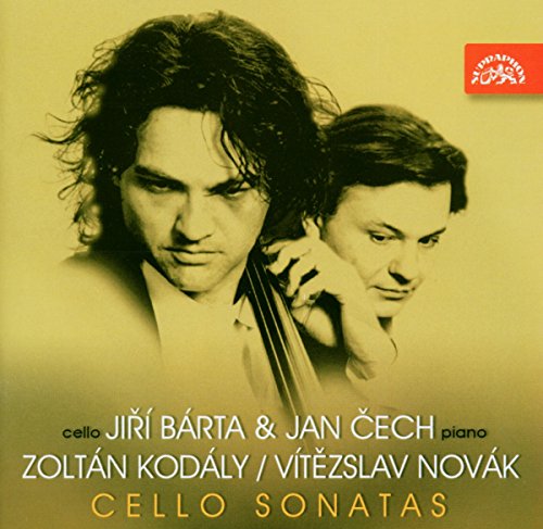 CD case featuring a cellist, likely artwork related to Kodaly and Novak sonatas.