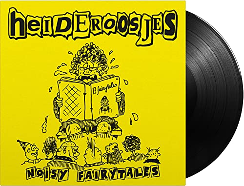 Yellow vinyl record cover with cartoon illustration of a reader.