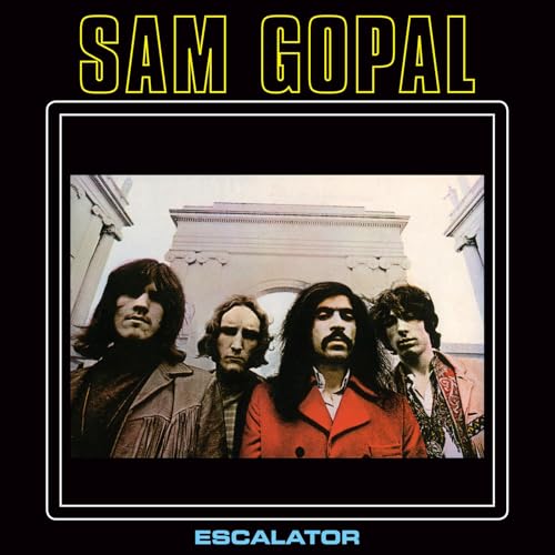 Album cover for Sam Gopal’s “Escalator” featuring a band portrait.