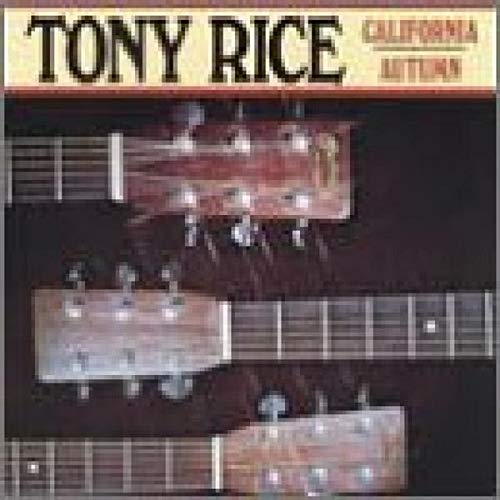 CD cover for Tony Rice’s “California Autumn” featuring guitar necks.