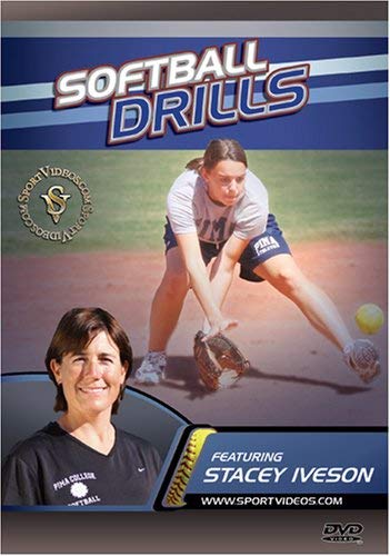 Softball drills DVD cover featuring a player fielding and coach portrait.