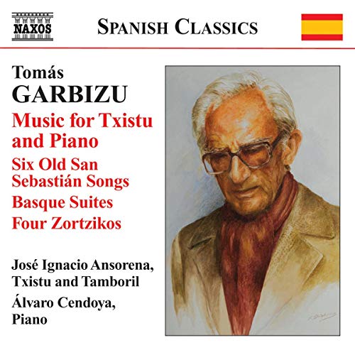 CD cover featuring a portrait of Tomás Garbizu, composer of Txistu & Piano music.