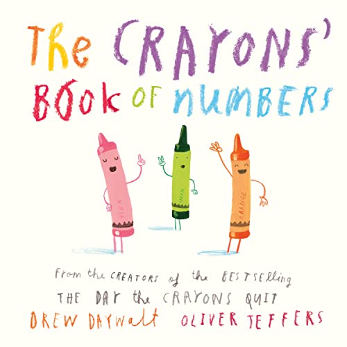 Book cover with colorful crayon characters waving and counting.