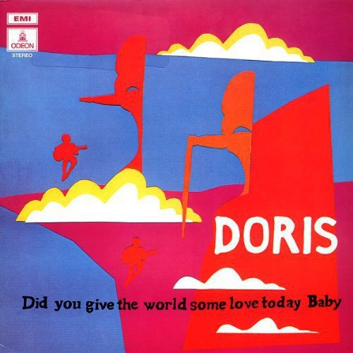 Vintage vinyl record cover with abstract red and yellow shapes on blue.