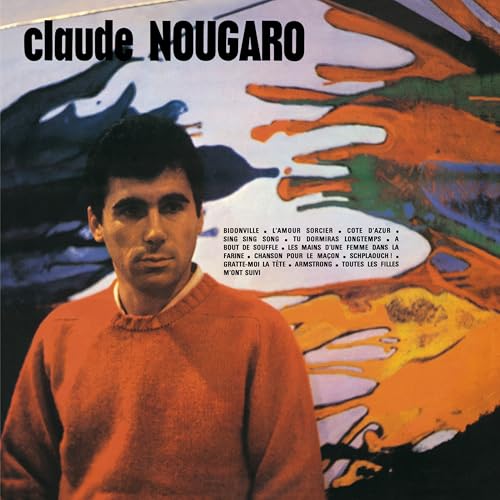 CD cover featuring portrait of Claude Nougaro with abstract colorful background.