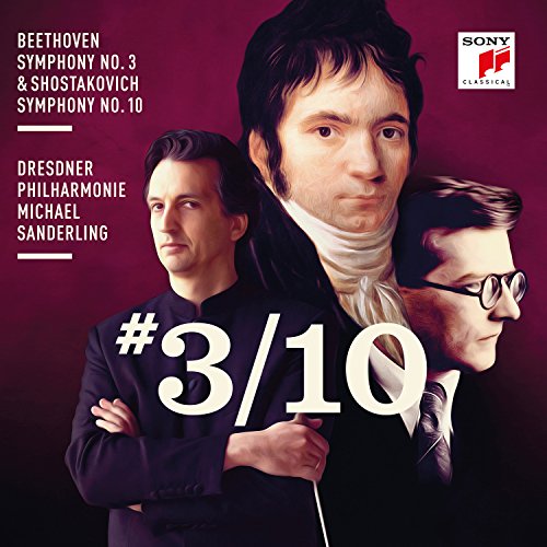 CD cover featuring portraits of Beethoven, Shostakovich, and conductor Michael Sanderling.