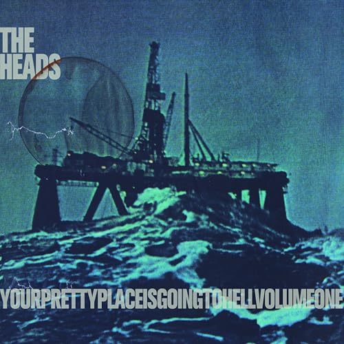 Vinyl album cover: oil rig silhouette against a stormy, blue-toned sky.
