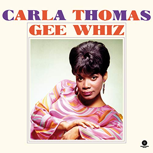 Carla Thomas album cover, portrait of a woman in pink and white.