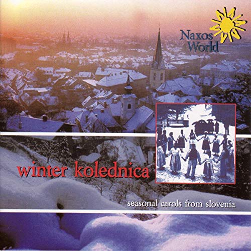 CD cover for “Winter Kolednica” featuring snowy landscapes and carolers.