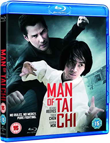 Blu-ray cover for Man of Tai Chi featuring Keanu Reeves and Tiger Chen.