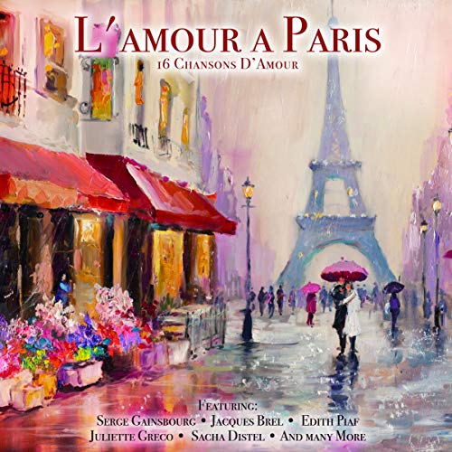 Painted Parisian street scene with the Eiffel Tower, album cover art.