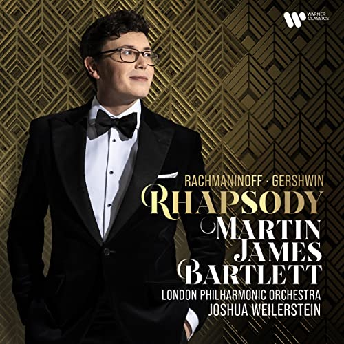 CD cover featuring pianist Martin James Bartlett in formal wear.
