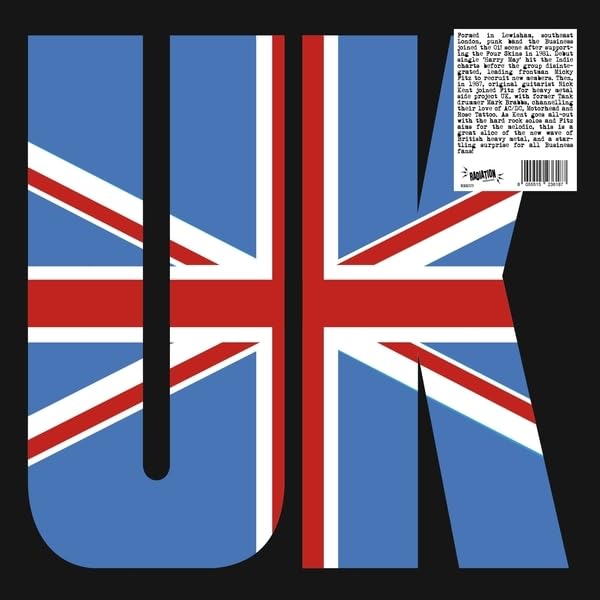 Vinyl record sleeve featuring a Union Jack flag shaped as "UK".
