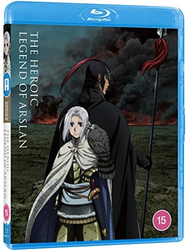 Blu-ray cover art featuring two anime warriors standing before a smoky, dark battlefield.