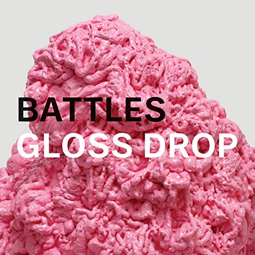 Battles "Gloss Drop" CD cover: pink, textured sculpture with bold text.