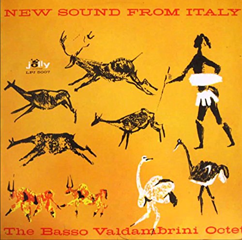Vinyl record cover with abstract, dark figures on a yellow background.