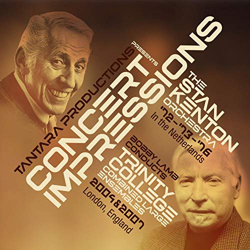 CD cover with portraits of two men and layered text about concerts.