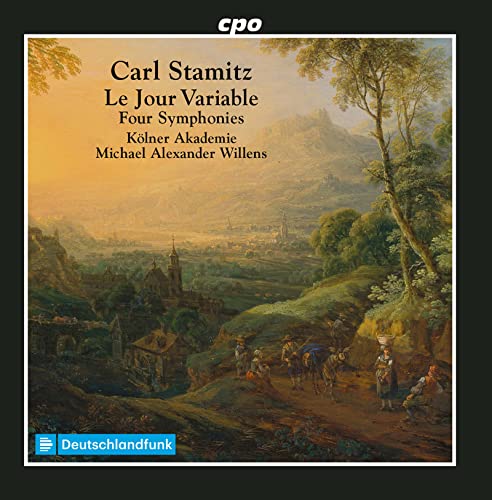 CD cover: landscape painting with figures, text “Carl Stamitz: Le Jour Variable”.
