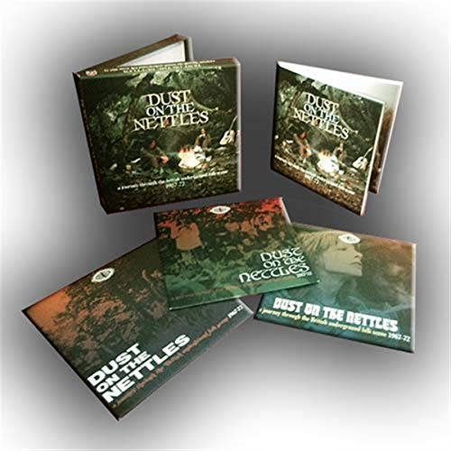 CD case and insert artwork for “Dust On The Nettles” folk compilation.