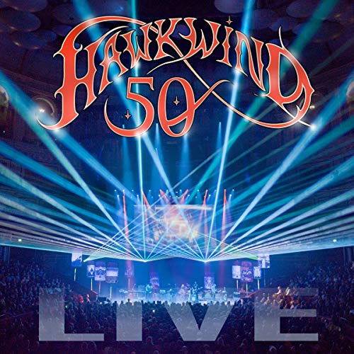 Hawkwind "50 Live" CD cover with stage lights and a concert crowd.