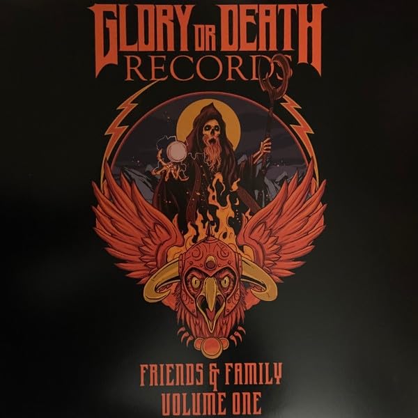 Vinyl record cover with a grim reaper, phoenix, and ornate lettering.