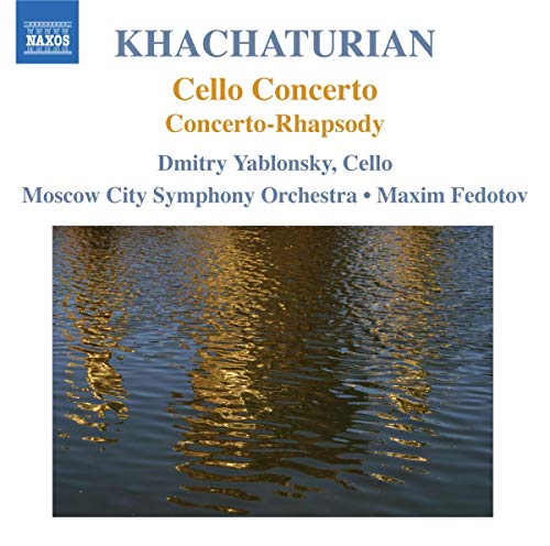 CD cover for Khachaturian’s Cello Concerto with water reflection image.