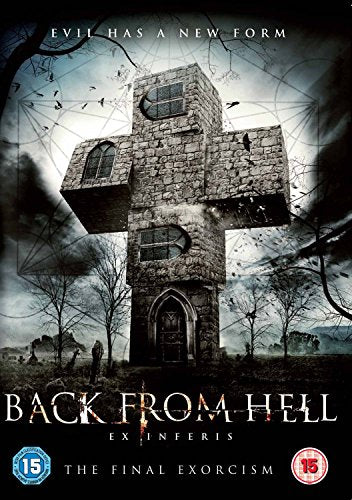 DVD cover for "Back From Hell" featuring a distorted stone cross and fog.