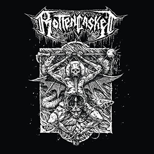 Black and white album cover with skeletal figures and demonic imagery.