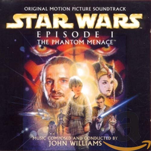 Star Wars: Episode I - The Phantom Menace" soundtrack CD cover art.