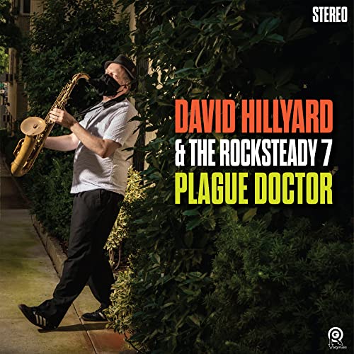 Album cover: musician in plague doctor mask playing saxophone.
