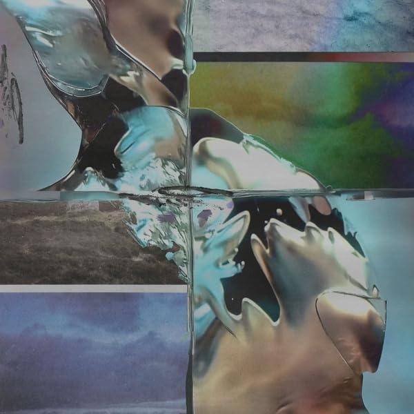Abstract album cover with fragmented, colorful, and reflective imagery.