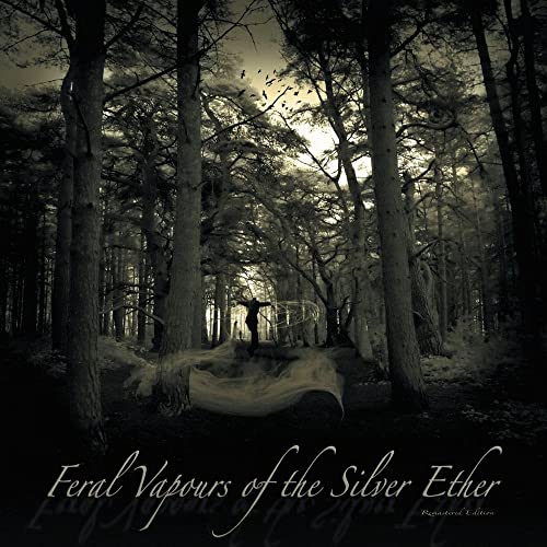 Dark forest scene with a central figure and album title text.