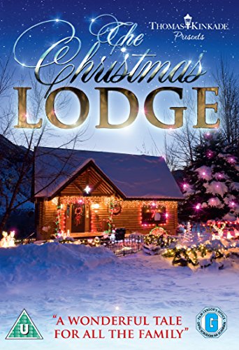 DVD cover for "The Christmas Lodge" featuring a snowy cabin with lights.