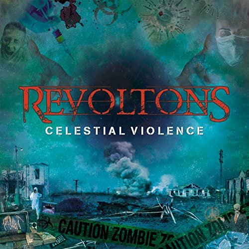 CD cover for Revoltons’ “Celestial Violence” with apocalyptic imagery.