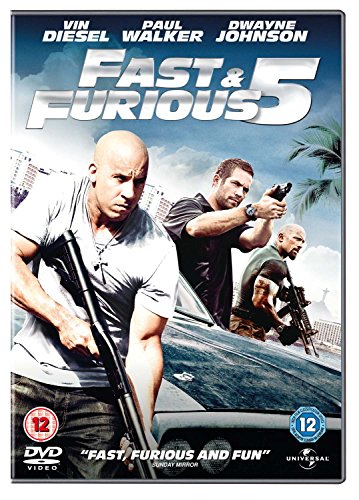 Fast & Furious 5" DVD cover featuring Vin Diesel, Paul Walker, and Dwayne Johnson.