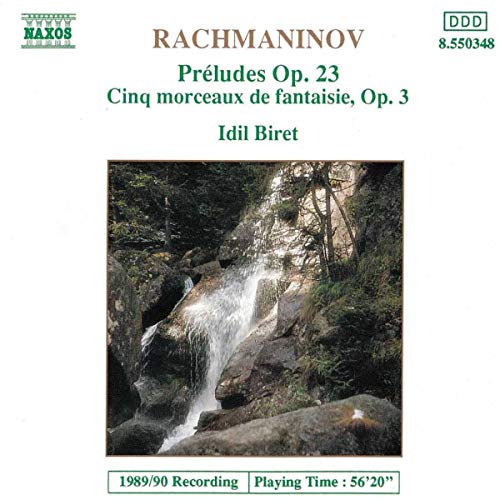 CD cover featuring Rachmaninov preludes with a waterfall landscape image.