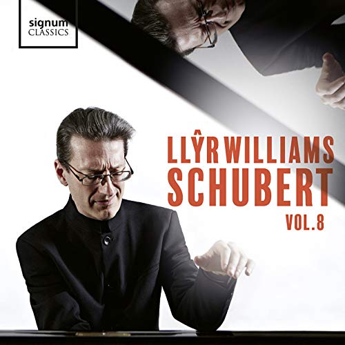CD cover featuring pianist Llyr Williams and composer Franz Schubert.