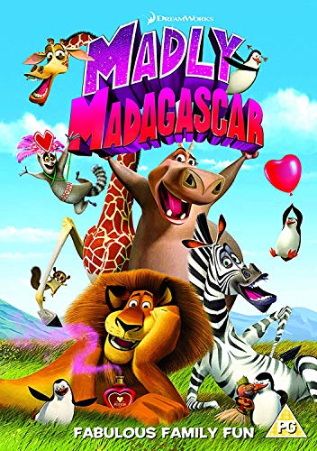 Madly Madagascar" DVD cover featuring Alex the Lion and other animal characters.
