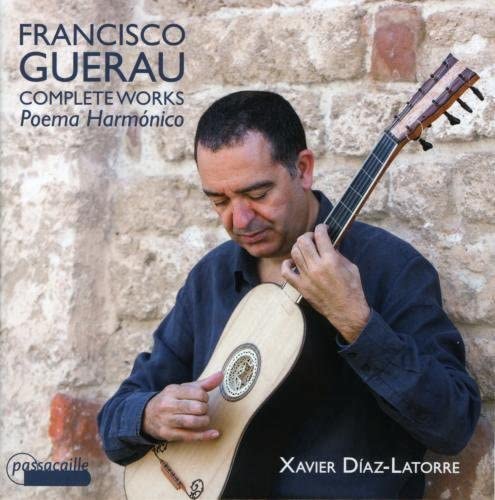 Classical guitarist Xavier Díaz-Latorre with a lute, album cover art.