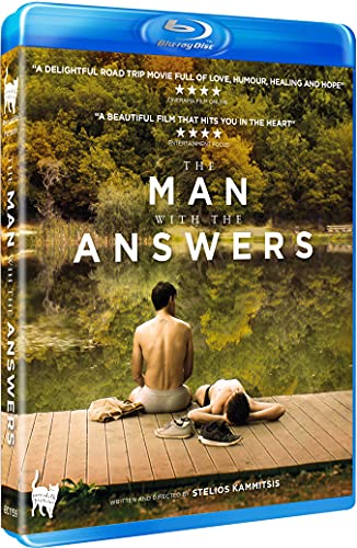 The Man With The Answers" Blu-ray cover featuring two people by a lake.