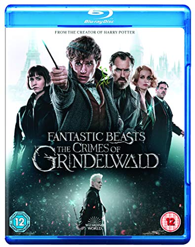 Blu-ray cover for “Fantastic Beasts: The Crimes of Grindelwald” featuring character portraits.