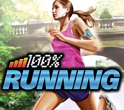 Woman running with headphones, album cover for “100% Running” CD.