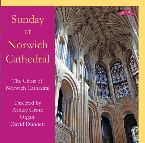 CD cover with magenta text panel and photo of Norwich Cathedral's vaulted interior.